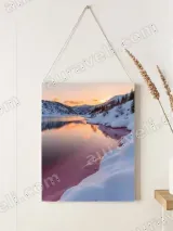 Winter Sunset Lake Snowy Mountain Canvas Wall Art for Living Room Decor – вид 2