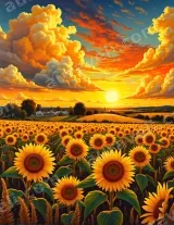 Sunset Sunflower Field Canvas Wall Art for Living Room Bedroom Home Decor wall art print