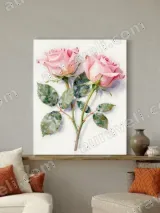Pink Roses Floral Canvas Wall Art for Living Room Bedroom Decor
