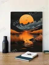 Sunset Mountain Lake Landscape Canvas Wall Art for Living Room Home Decor – вид 2