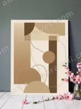 Abstract Geometric Brown Tones Canvas Wall Art for Living Room Home Decor – view 3