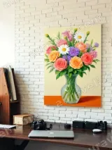 Colorful Floral Bouquet Vase Canvas Wall Art for Living Room Home Decor – view 4