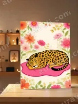 Sleeping Leopard Floral Canvas Wall Art for Bedroom Home Decor – view 3