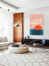 Minimalist Red Vase with White Leaves Canvas Wall Art for Home Decor – view 5