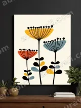 Mid - Century Modern Floral Canvas Wall Art for Living Room Home Decor – view 3