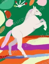 Colorful Abstract White Horse Canvas Wall Art for Living Room Decor wall art print