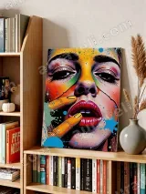 Pop Art Woman Portrait Graffiti Canvas Wall Art for Home Decor – вид 4