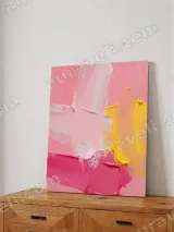 Abstract Pink & Yellow Textured Canvas Wall Art for Living Room Home Decor – вид 4
