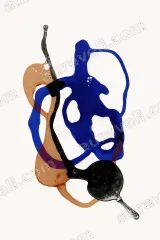 Abstract Blue Orange Shapes Canvas Wall Art for Living and framed modern home decor