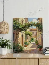Mediterranean Alley Garden Canvas Wall Art for Living Room Home Decor – view 3
