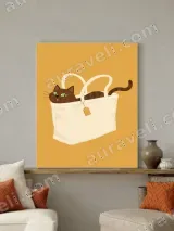 Cute Cat in Tote Bag Canvas Wall Art for Living Room Home Decor – view 3