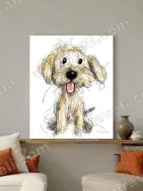 Cute Puppy Sketch Canvas Wall Art for Living Room Home Decor – view 3