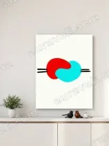 Abstract Linked Red Cyan Canvas Wall Art for Living Room Decor – вид 4