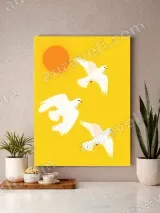 White Doves Sunny Yellow Canvas Wall Art for Living Room Home Decor – вид 3