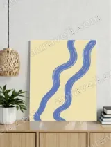Abstract Wavy Blue Lines Canvas Wall Art for Living Room Home Decor – вид 2