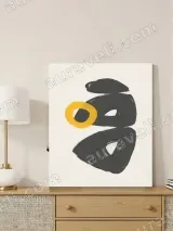 Abstract Black & Yellow Circle Canvas Wall Art for Living Room Home Decor – view 4