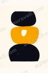 Abstract Geometric Black Orange Canvas Wall Art for Living and modern home decor