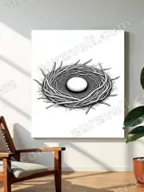 Bird Nest with Egg Sketch Canvas Wall Art for Home Decor – view 3