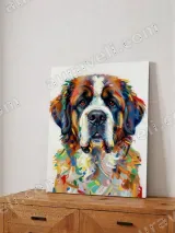 Colorful Abstract St. Bernard Dog Canvas Wall Art for Home Decor – view 4