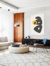 Abstract Black & Yellow Circle Canvas Wall Art for Living Room Home Decor – view 5