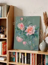 Pink Roses in Vase Floral Canvas Wall Art for Home Decor – вид 5