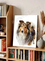 Sheltie Dog Watercolor Canvas Wall Art for Living Room Home Decor – view 3