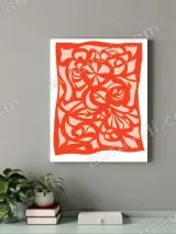 Abstract Floral & Bird Paper-Cut Canvas Wall Art for Home Decor
