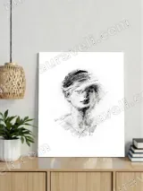 Sketch Style Portrait Canvas Wall Art for Living Room Home Decor – view 3