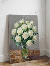 White Roses in Vase Canvas Wall Art for Home Decor – view 3