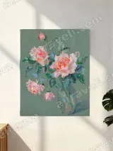 Pink Roses in Vase Floral Canvas Wall Art for Home Decor – вид 2