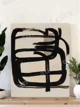 Abstract Black Brushstroke Canvas Wall Art for Living Room Home Decor
