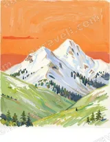 Colorful Snowy Mountain Valley Canvas Wall Art for Home Decor wall art print