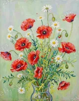 Vibrant Poppy Daisy Floral Canvas Wall Art for Living Room Home Decor wall art print