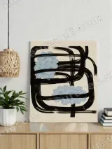 Abstract Blue Floral Canvas Wall Art for Living Room Bedroom Home Decor – view 3