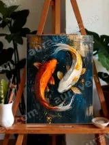 Colorful Koi Fish Canvas Wall Art for Living Room Bedroom Decor
