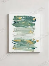 Abstract Textured Teal & Gold Brushstrokes Canvas Wall Art for Living Room Home Decor – view 3