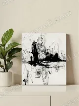 Abstract Black White Ink Splatter Canvas Wall Art for Living Room Home Decor – view 2
