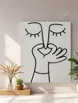 Minimalist Hand & Face Line Art Canvas Wall Art for Living Room Home Decor – view 4