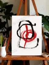 Abstract Red Black Brushstroke Canvas Wall Art for Living Room Home Decor