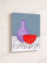 Minimalist Still Life Purple Vase & Red Bowl Canvas Wall Art for Home Decor – view 4
