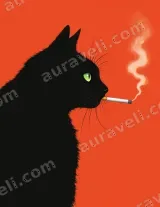 Black Cat Smoking Canvas Wall Art for Living Room Home Decor wall art print
