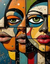 Pop Art Geometric Faces Collage Canvas Wall Art for Living Room Home Decor wall art print