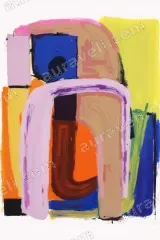 Abstract Colorful Geometric Canvas Wall Art for Living Room framed modern home decor