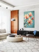 Pink Magnolia Floral Canvas Wall Art for Living Room Bedroom Home Decor – view 5