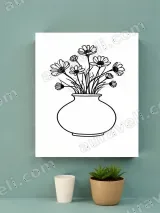 Minimalist Daisy Vase Line Art Canvas Wall Art for Home Decor