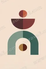 Abstract Geometric Circles Arches Canvas Wall Art for Home and framed modern decor