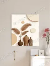 Boho Palm Leaves & Vases Canvas Wall Art for Living Room Home Decor – view 3