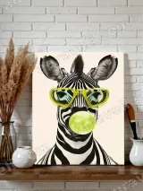 Playful Zebra with Sunglasses & Bubble Gum Canvas Wall Art for Home Decor