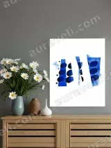 Abstract Blue & Black Geometric Canvas Wall Art for Living Room Decor – view 2