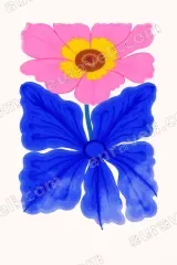 Bold Pink Blue Floral Canvas Wall Art for Living framed modern home decor